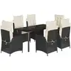 Image de vidaXL Ensemble de jardin 7 pièces avec coussins Noir Poly Rattan