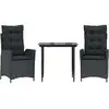 Image de vidaXL Ensemble de jardin 3 pièces avec coussins Noir Poly Rattan