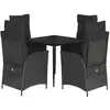 Image de vidaXL Ensemble de jardin 5 pièces avec coussins Noir Poly Rattan