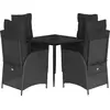 Image de vidaXL Ensemble de jardin 5 pièces avec coussins Noir Poly Rattan