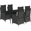 Image de vidaXL Ensemble de jardin 5 pièces avec coussins Noir Poly Rattan