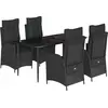 Image de vidaXL Ensemble de jardin 5 pièces avec coussins Noir Poly Rattan