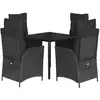 Image de vidaXL Ensemble de jardin 5 pièces avec coussins Noir Poly Rattan
