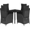 Image de vidaXL Ensemble de jardin 5 pièces avec coussins Noir Poly Rattan