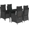 Image de vidaXL Ensemble de jardin 5 pièces avec coussins Noir Poly Rattan