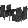 Image de vidaXL Ensemble de jardin 5 pièces avec coussins Noir Poly Rattan