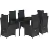 Image de vidaXL Ensemble de jardin 7 pièces avec coussins Noir Poly Rattan