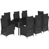 Image de vidaXL Salon de jardin 9 pièces avec coussins noir poly rotin