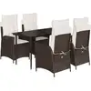 Image de vidaXL Ensemble de jardin 5 pièces avec coussins Marron Poly rotin