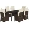 Image de vidaXL Ensemble de jardin 7 pièces avec coussins Marron Poly rotin