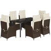 Image de vidaXL Ensemble de jardin 7 pièces avec coussins Marron Poly rotin