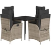 Image de vidaXL Ensemble de jardin 5 pièces avec coussins Gris Poly rotin