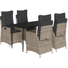 Image de vidaXL Ensemble de jardin 5 pièces avec coussins Gris Poly rotin