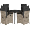 Image de vidaXL Ensemble de jardin 5 pièces avec coussins Gris Poly rotin