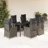 Image de vidaXL Ensemble de jardin 7 pièces avec coussins Gris Poly rotin