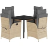 Image de vidaXL Salon de jardin 5 pièces avec coussins Beige Poly Rattan