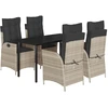 Image de vidaXL Salon de jardin 5 pièces avec coussins gris clair Poly rotin