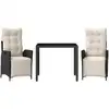 Image de vidaXL Ensemble de jardin 3 pièces avec coussins Noir Poly Rattan