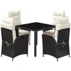 Image de vidaXL Ensemble de jardin 5 pièces avec coussins Noir Poly Rattan