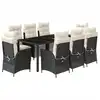 Image de vidaXL Salon de jardin 9 pièces avec coussins noir poly rotin