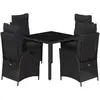 Image de vidaXL Ensemble de jardin 5 pièces avec coussins Noir Poly Rattan