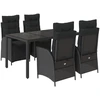 Image de vidaXL Ensemble de jardin 5 pièces avec coussins Noir Poly Rattan