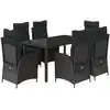 Image de vidaXL Ensemble de jardin 7 pièces avec coussins Noir Poly Rattan