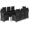 Image de vidaXL Salon de jardin 9 pièces avec coussins noir poly rotin
