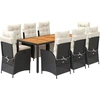 Image de vidaXL Salon de jardin 9 pièces avec coussins noir poly rotin
