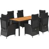 Image de vidaXL Ensemble de jardin 7 pièces avec coussins Noir Poly Rattan