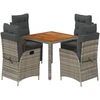 Image de vidaXL Ensemble de jardin 5 pièces avec coussins Gris Poly rotin