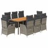 Image de vidaXL Salon de jardin 9 pièces avec coussins Gris Poly Rattan