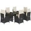 Image de vidaXL Ensemble de jardin 7 pièces avec coussins Noir Poly Rattan