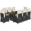 Image de vidaXL Salon de jardin 9 pièces avec coussins noir poly rotin