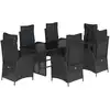 Image de vidaXL Ensemble de jardin 7 pièces avec coussins Noir Poly Rattan