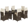 Image de vidaXL Ensemble de jardin 7 pièces avec coussins Marron Poly rotin