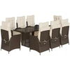 Image de vidaXL Salon de jardin 9 pièces avec coussins Marron Poly rotin