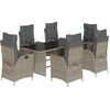 Image de vidaXL Ensemble de jardin 7 pièces avec coussins Gris Poly rotin