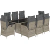 Image de vidaXL Salon de jardin 9 pièces avec coussins Gris Poly Rattan