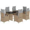Image de vidaXL Ensemble de jardin 7 pièces avec coussins Mélange beige Poly rotin