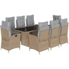 Image de vidaXL Salon de jardin 9 pièces avec coussins Mélange beige Poly rotin