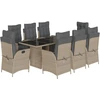 Image de vidaXL Salon de jardin 9 pièces avec coussins gris clair Poly rotin