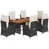 Image de vidaXL Ensemble de jardin 7 pièces avec coussins Noir Poly Rattan