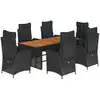 Image de vidaXL Ensemble de jardin 7 pièces avec coussins Noir Poly Rattan