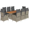 Image de vidaXL Salon de jardin 9 pièces avec coussins Gris Poly Rattan