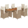 Image de vidaXL Ensemble de jardin 7 pièces avec coussins Beige Poly rotin