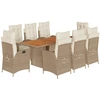 Image de vidaXL Salon de jardin 9 pi ¨ces avec coussins Beige Poly Rattan
