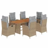 Image de vidaXL Ensemble de jardin 7 pièces avec coussins Mélange beige Poly rotin