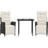 Image de vidaXL Ensemble de jardin 3 pièces avec coussins Noir Poly Rattan