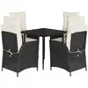Image de vidaXL Ensemble de jardin 5 pi ¨ces avec coussins Noir Poly Rattan